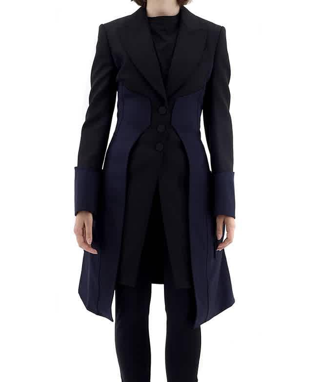 Burberry Contrast Panel 2-Button Coat, Brand Size 4 (US Size 2)商品第1张图片规格展示