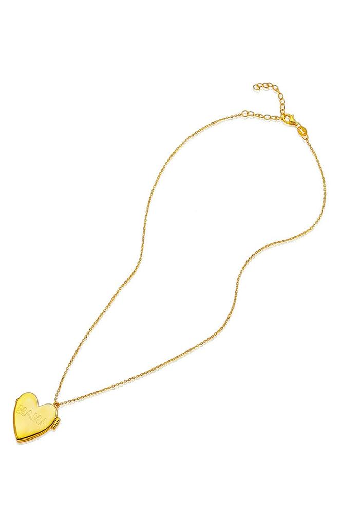 14K Gold Plated Mama Engraved Heart Locket Pendant Necklace商品第2张图片规格展示