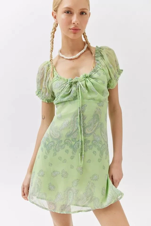 商品Urban Outfitters|UO Becca Printed Puff Sleeve Mini Dress,价格¥301,第4张图片详细描述