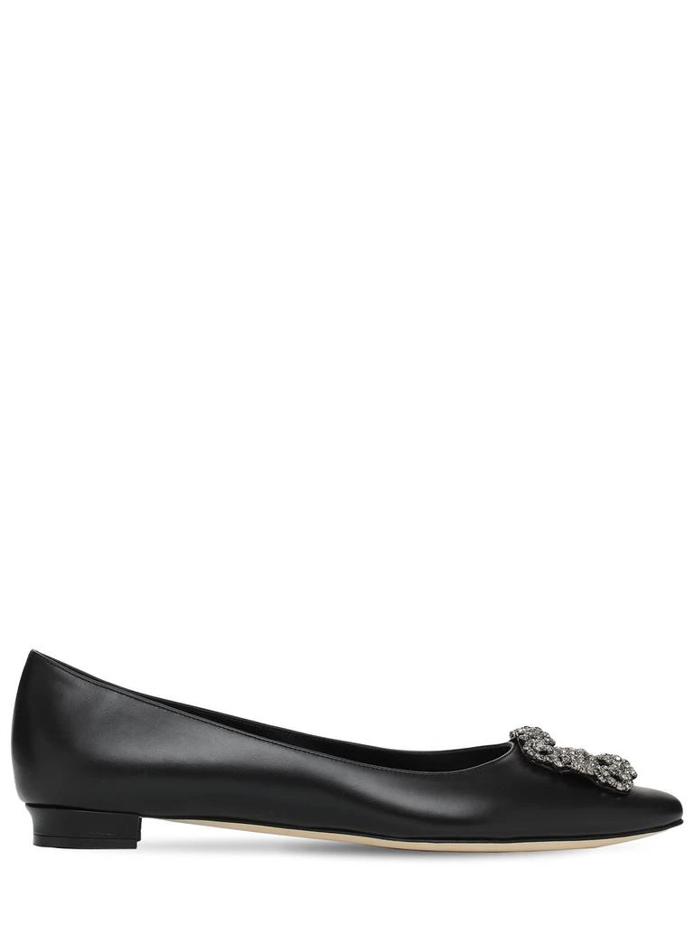 商品Manolo Blahnik|10mm Hangisi Leather Flats,价格¥9150,第1张图片