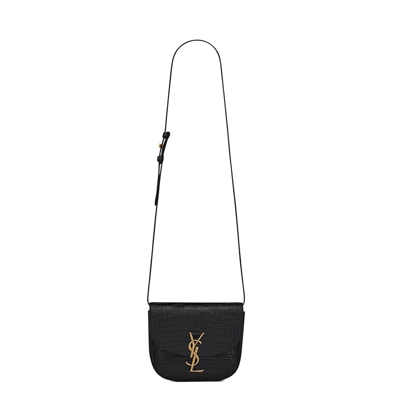 商品Yves Saint Laurent|SAINT LAURENT PARIS/圣罗兰 YSL  KAIA系列 女士小号黑色鳄鱼纹压花牛皮革金扣单肩斜挎包,价格¥13461,第1张图片