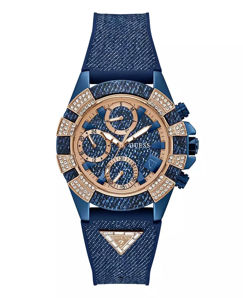 商品GUESS|Women's Multi-Function Blue Denim/Silicone Watch 39mm,价格¥1870,第1张图片