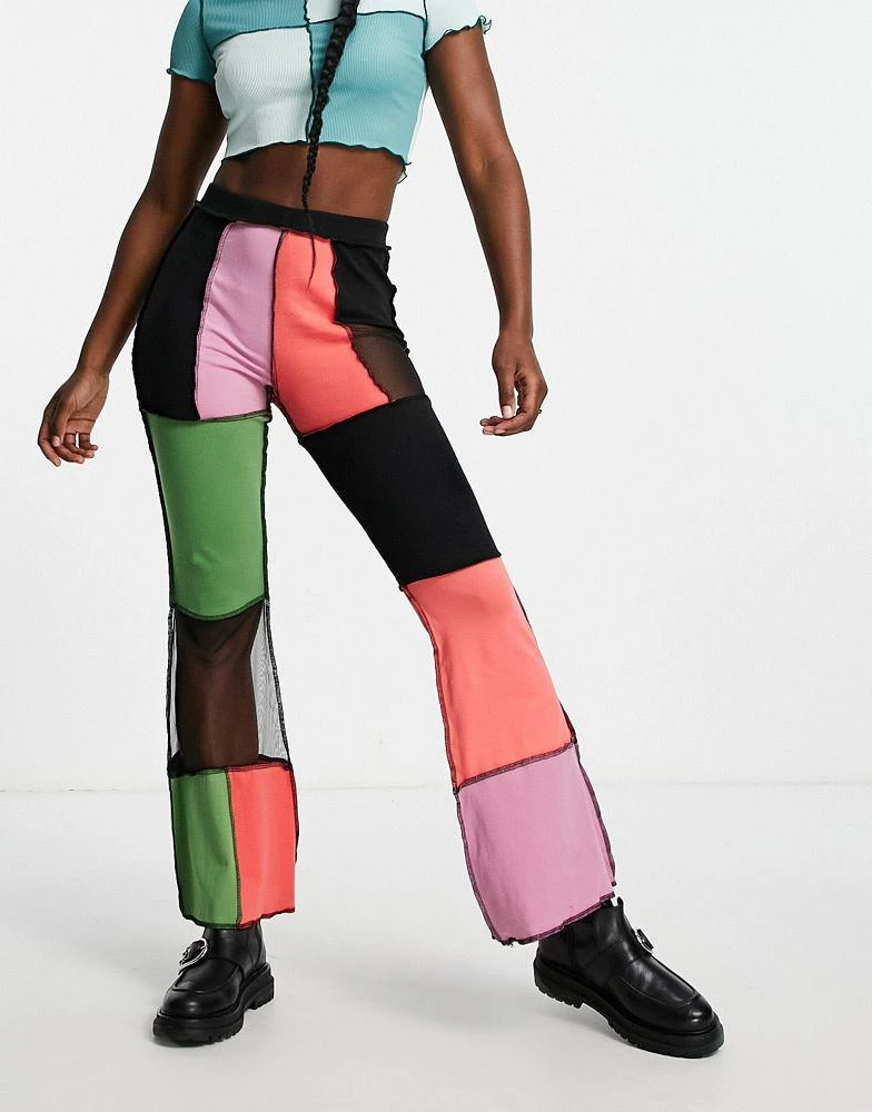 商品The Ragged Priest|The Ragged Priest high waisted flares in patchwork rib,价格¥235,第1张图片