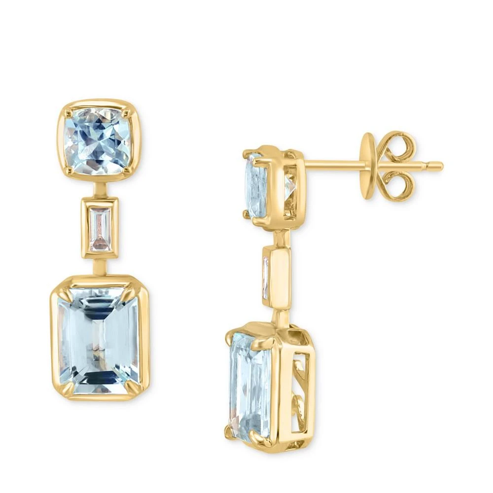 商品Effy|EFFY® Aquamarine (3-7/8 ct. t.w.) & Diamond (1/10 ct. t.w.) Drop Earrings in 14k Gold,价格¥26378,第1张图片