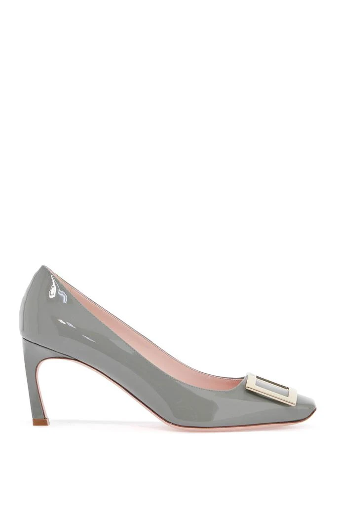 商品Roger Vivier|gray calfskin pumps with golden buckle and 7cm stiletto heel,价格¥2439,第1张图片