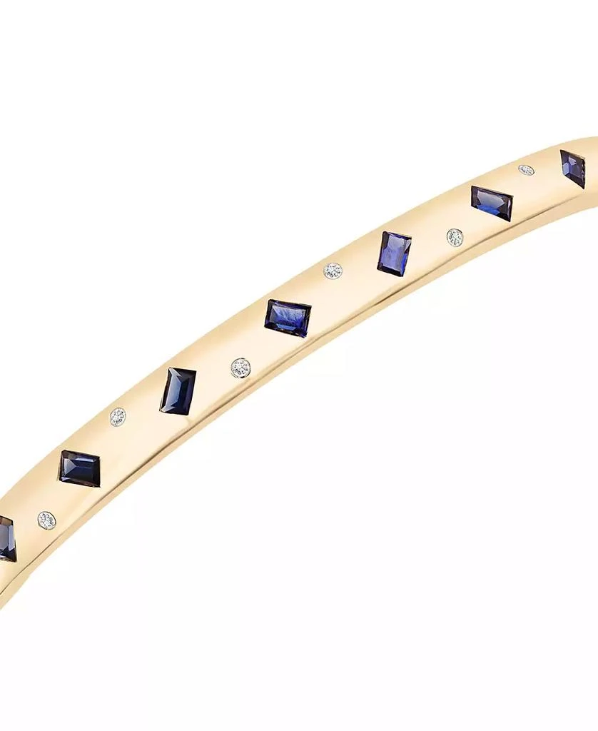 商品Macy's|Lab Created Blue Sapphire (1-1/3 ct. t.w.) & Lab Created White Sapphire (1/10 ct. t.w.) Cuff Bangle Bracelet in 14k Gold-Plated Sterling Silver,价格¥1075,第3张图片详细描述