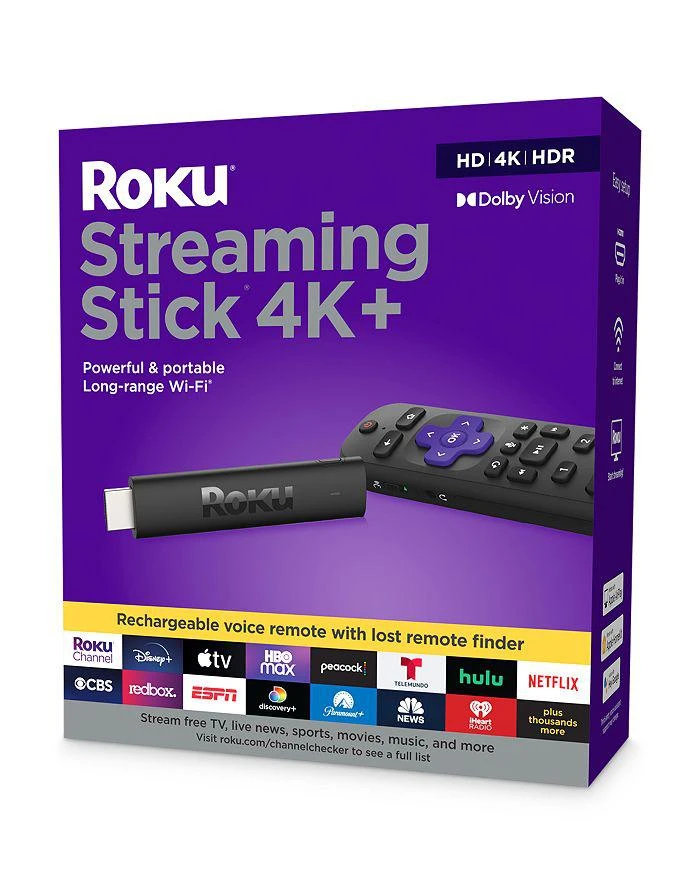 商品Roku|Streaming Stick 4K+ (2021) Streaming Device 4K/HDR/Dolby Vision with Roku Voice Remote Pro,价格¥521,第1张图片
