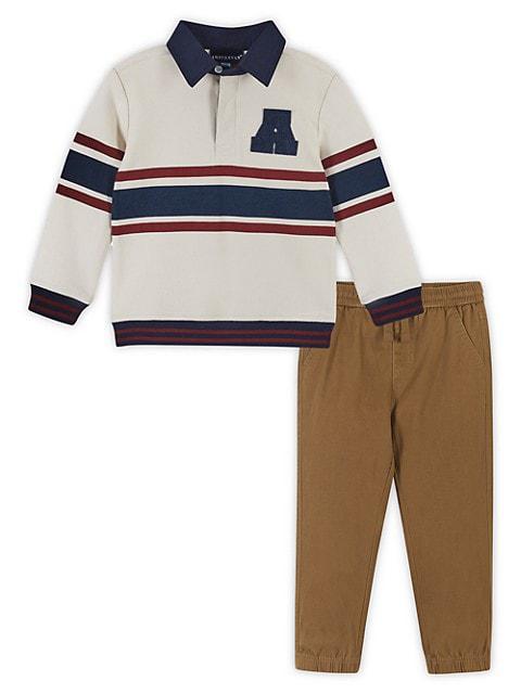 Little Boy's & Boy's 2-Piece Rugby Shirt & Twill Pant Set商品第1张图片规格展示