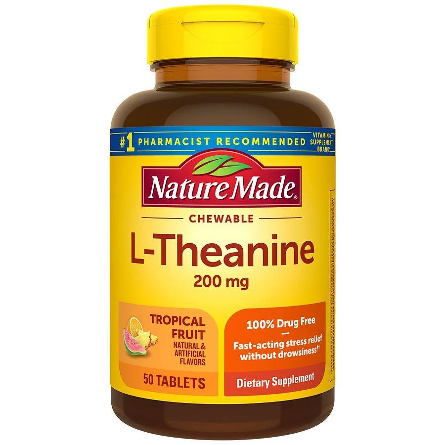 商品Nature Made|L-Theanine 200 mg Chewable Tablets Tropical Fruit,价格¥146,第1张图片
