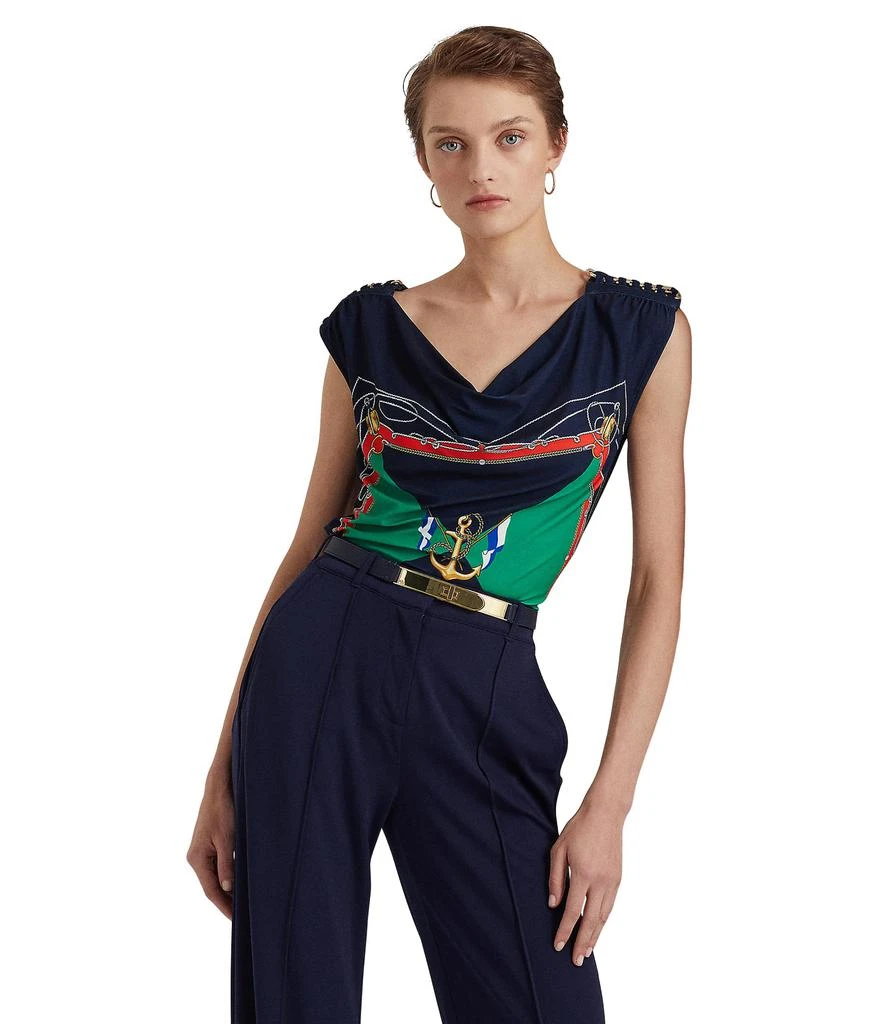 商品Ralph Lauren|Print Jersey Sleeveless Cowl Neck Top,价格¥861,第1张图片