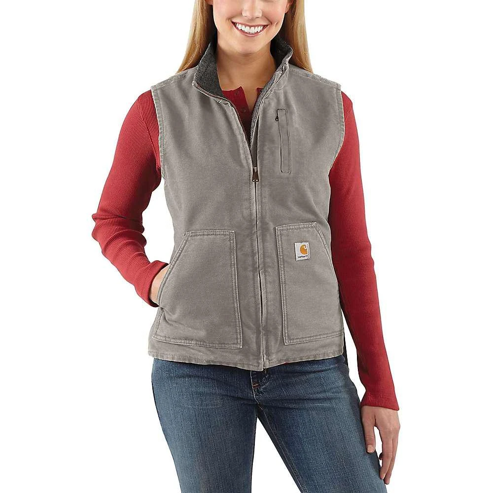 商品Carhartt|Carhartt Women's Washed Duck Sherpa-Lined Mock Neck Vest,价格¥589,第2张图片详细描述