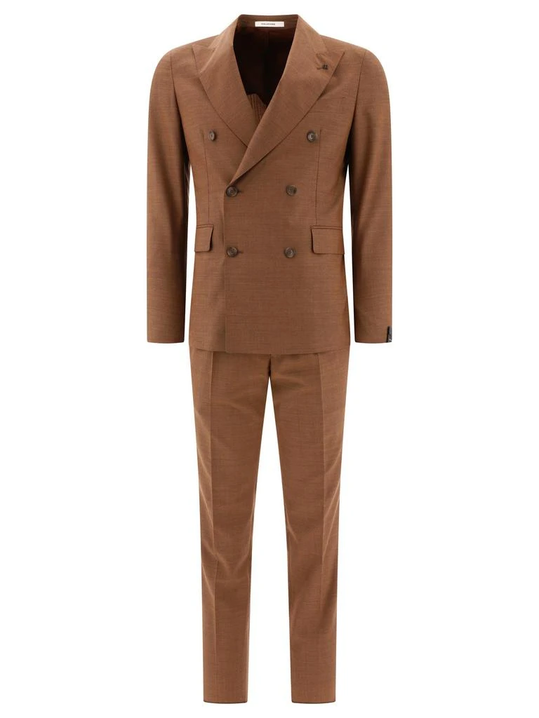 商品TAGLIATORE|Wool Double-Breasted Suit Suits Brown,价格¥3319,第1张图片