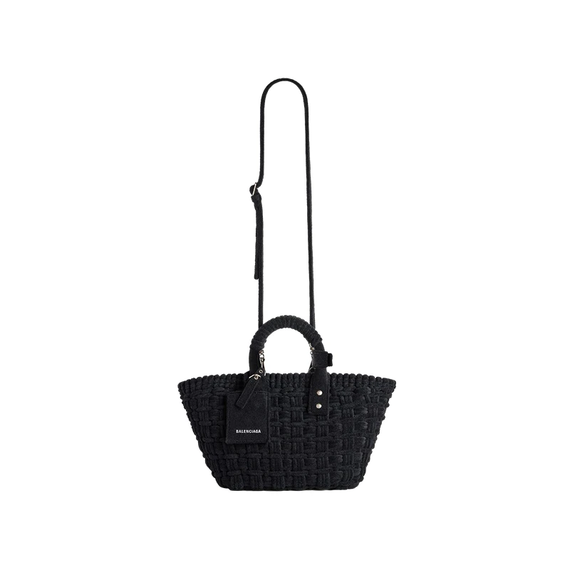 【预售3-7天】巴黎世家 23新款 BISTRO女士XS号黑色毛巾布篮子单肩/手提包 6713422AAF01090 商品