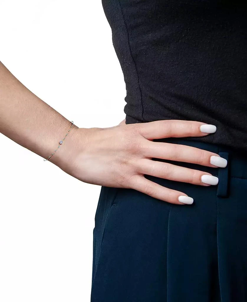 商品Macy's|Aquamarine (1/5 ct. t.w.) & Enamel Bead Link Bracelet in Sterling Silver (Also in Additional Gemstones),价格¥458,第5张图片详细描述