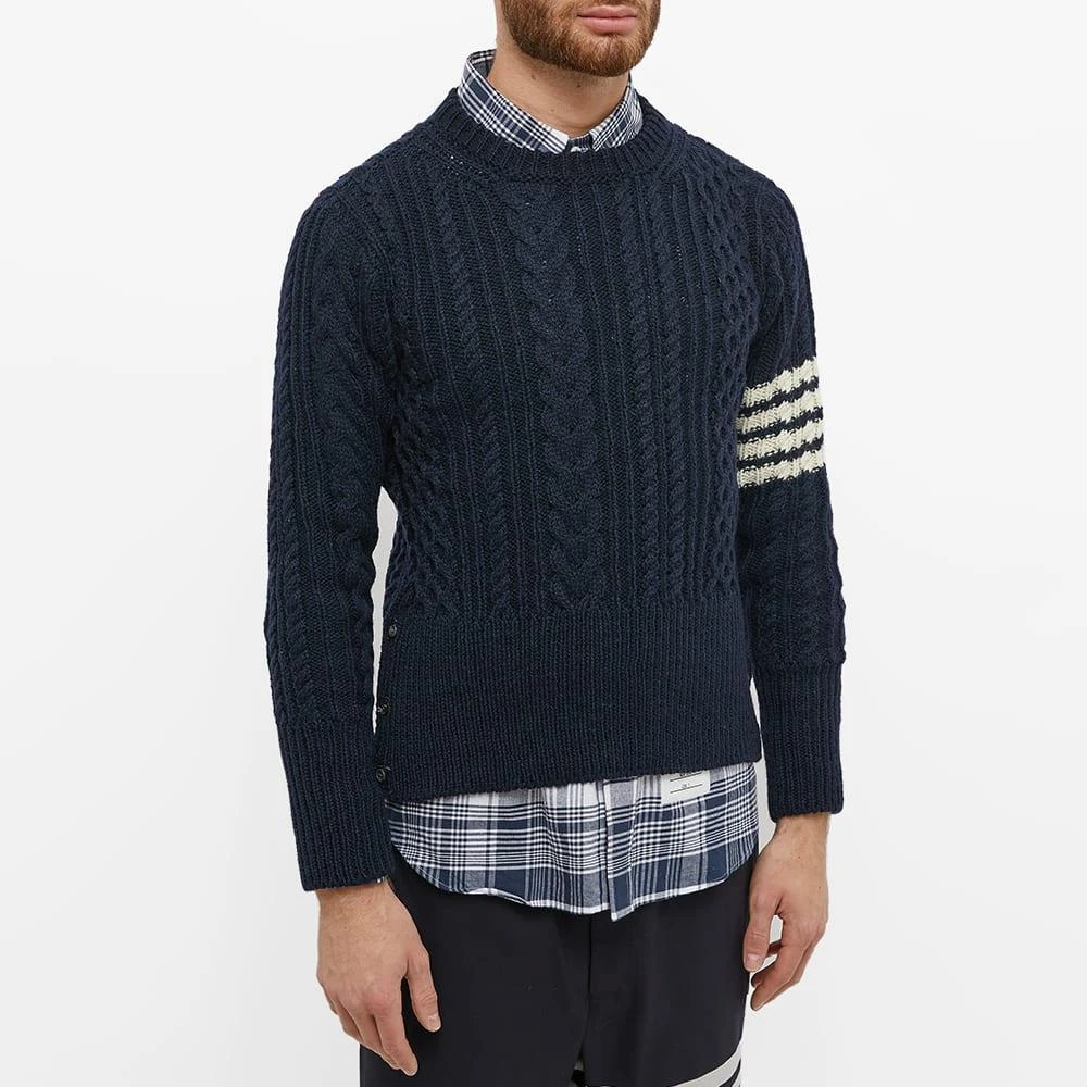 商品Thom Browne|Thom Browne 4 Bar Aran Cable Crew Knit,价格¥3527,第2张图片详细描述