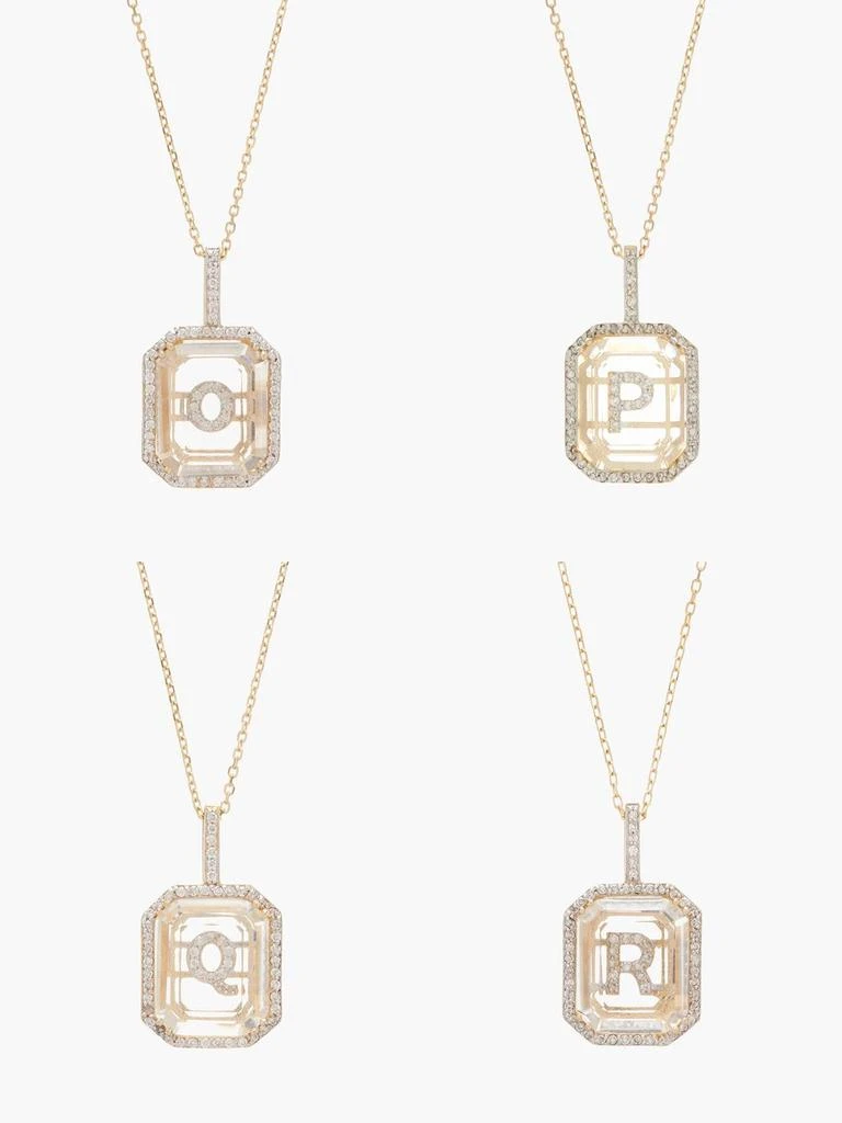 Initials diamond, quartz & 14kt gold necklace N-Z 商品
