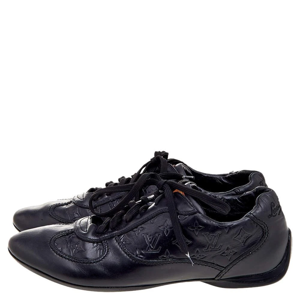 商品[二手商品] Louis Vuitton|Louis Vuitton Black Monogram Leather Low Top Sneakers Size 41,价格¥3694,第4张图片详细描述