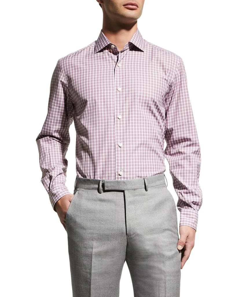 商品Zegna|Men's Check Cotton Sport Shirt,价格¥1417,第1张图片