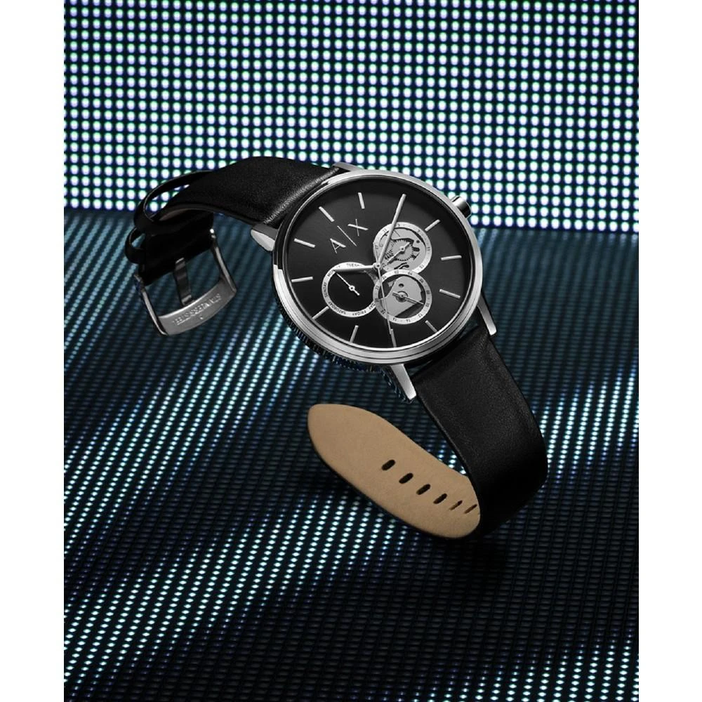 商品Armani Exchange|Men's Multifunction Black Leather Strap Watch,价格¥1130,第5张图片详细描述