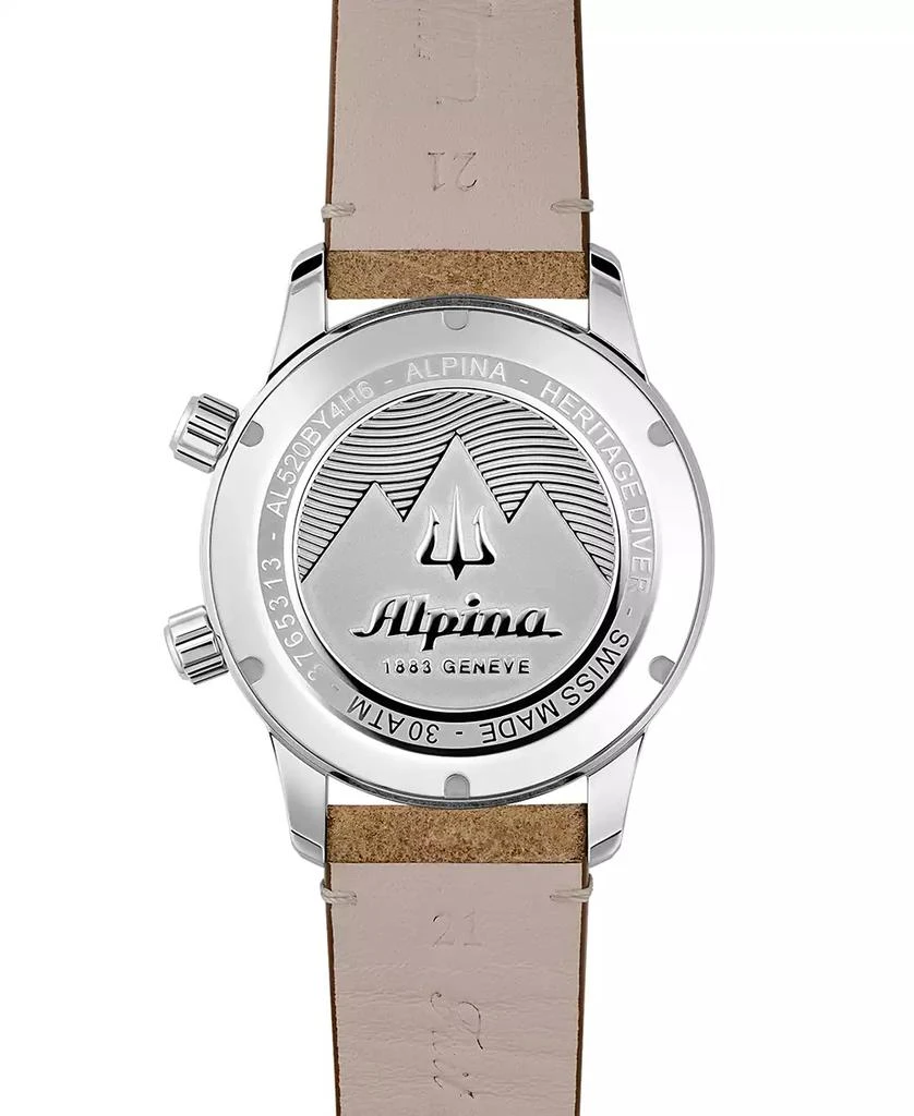 商品Alpina|Men's Swiss Automatic Seastrong Diver Brown Leather Strap Watch 42mm,价格¥14176,第3张图片详细描述