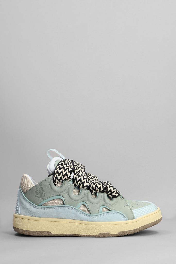 Lanvin Curb Sneakers In Cyan Suede And Leather商品第1张图片规格展示