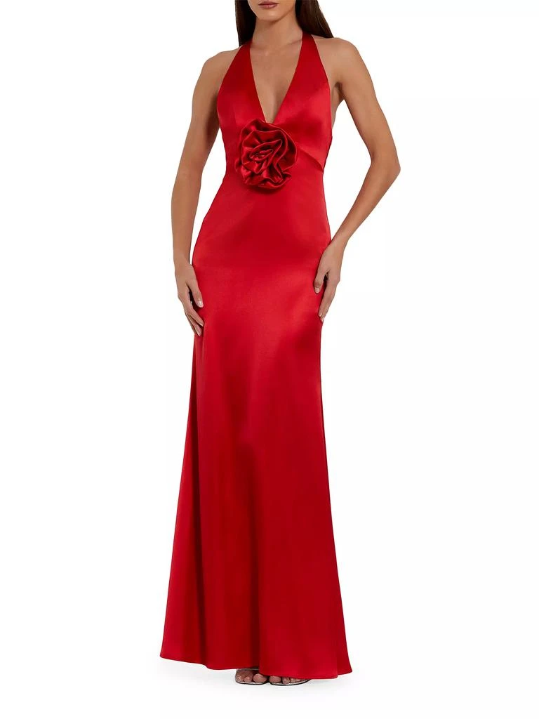 商品Mac Duggal|Satin Rosette V-Neck Slip Gown,价格¥3002,第1张图片