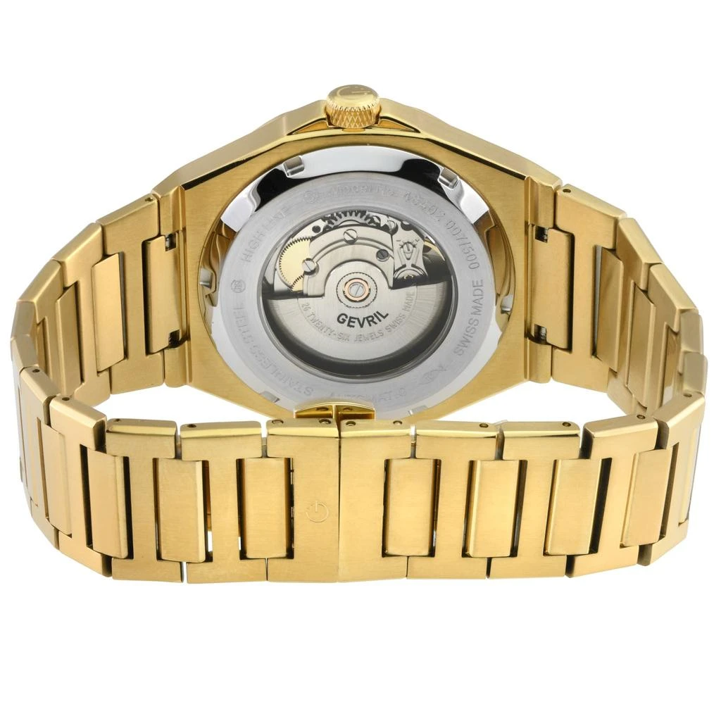商品Gevril|Men's High Line Automatic Watch IPYG Case, Top ring in Blue Sapphire Crystal, Stainless Steel IPYG Bracelet,价格¥4941,第3张图片详细描述