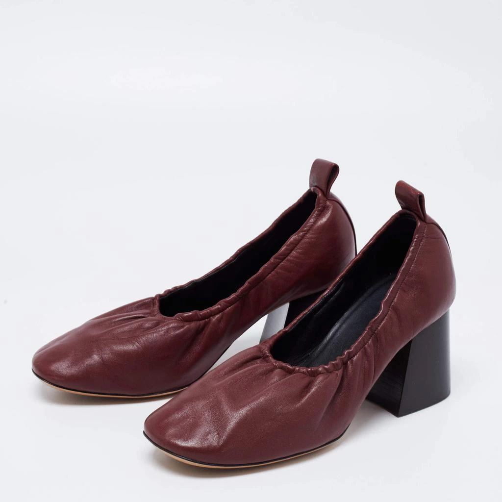 商品[二手商品] Celine|Celine Burgundy Leather Scrunch Block Heel Pumps Size 38,价格¥915,第2张图片详细描述