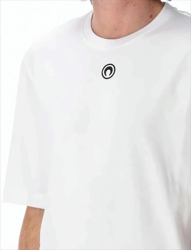 商品MARINE SERRE|Plain White Short-Sleeved T-Shirt With Minimalist Logo,价格¥1853,第3张图片详细描述