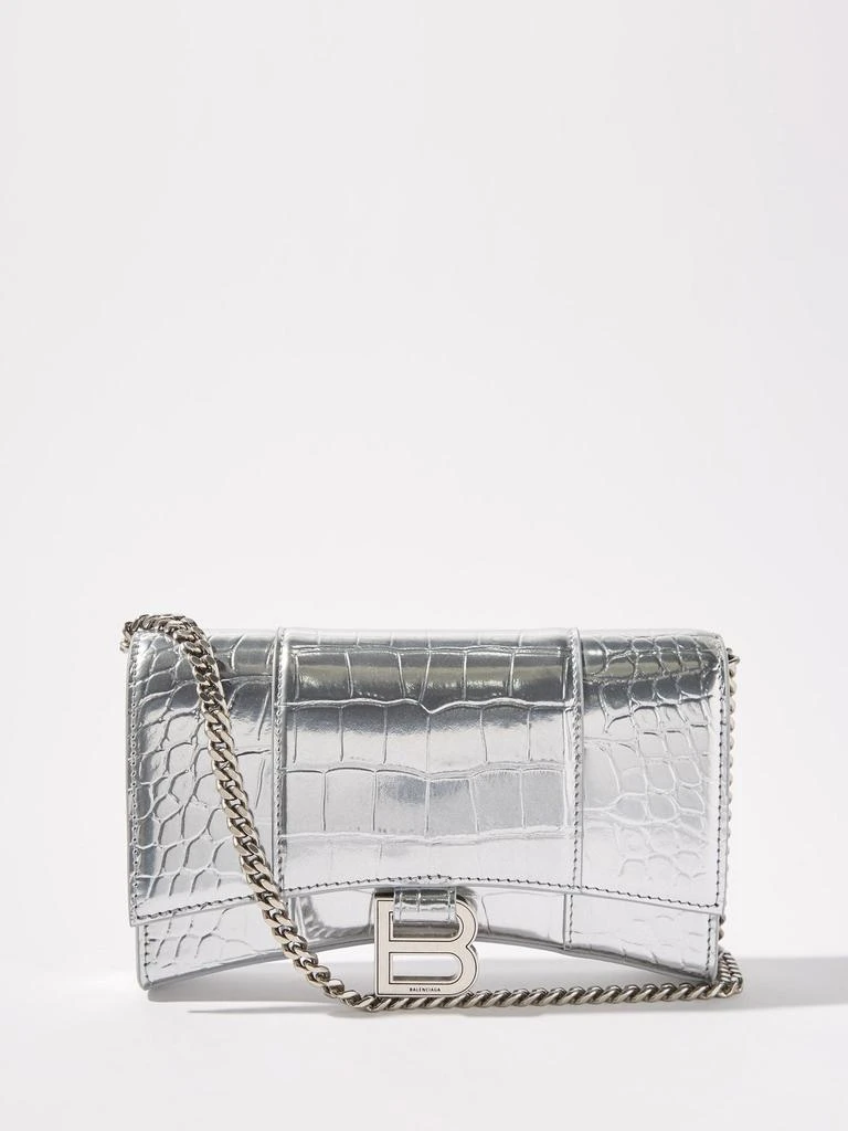 商品Balenciaga|Hourglass crocodile-effect leather cross-body bag,价格¥14352,第1张图片