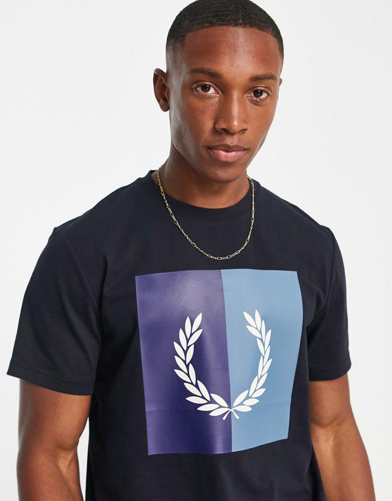 Fred Perry laurel wreath box print t-shirt in navy商品第3张图片规格展示