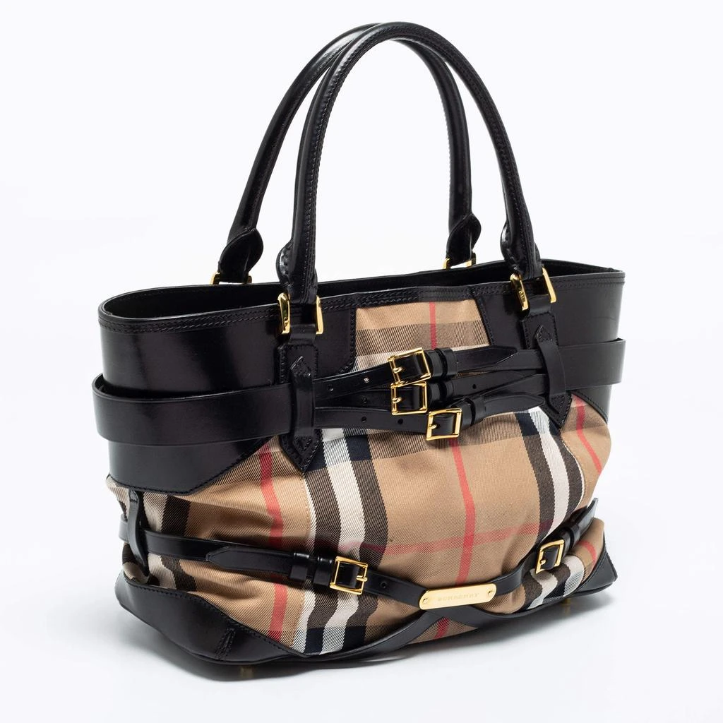 商品[二手商品] Burberry|Burberry Beige/Black House Check Canvas And Leather Medium Bridle Lynher Tote,价格¥4323,第3张图片详细描�述