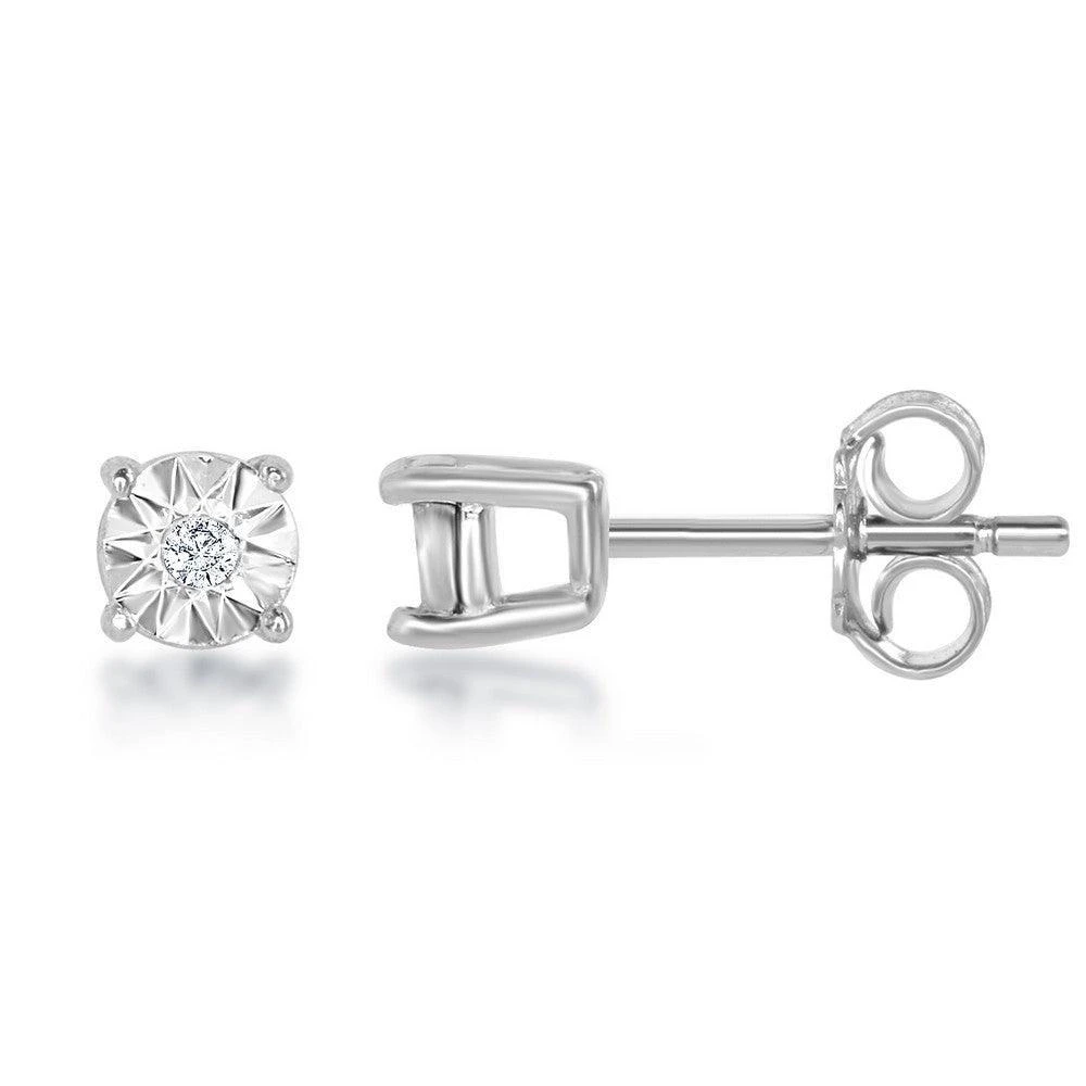 商品Classic|Sterling Silver Center Diamond 3mm Stud Earrings,价格¥139,第1张图片