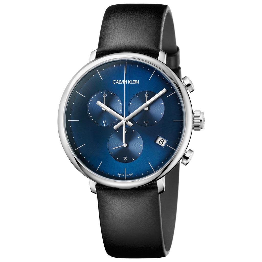 Calvin Klein Men's K8M271CN High Noon 43mm Blue Dial Leather Watch商品第1张图片规格展示