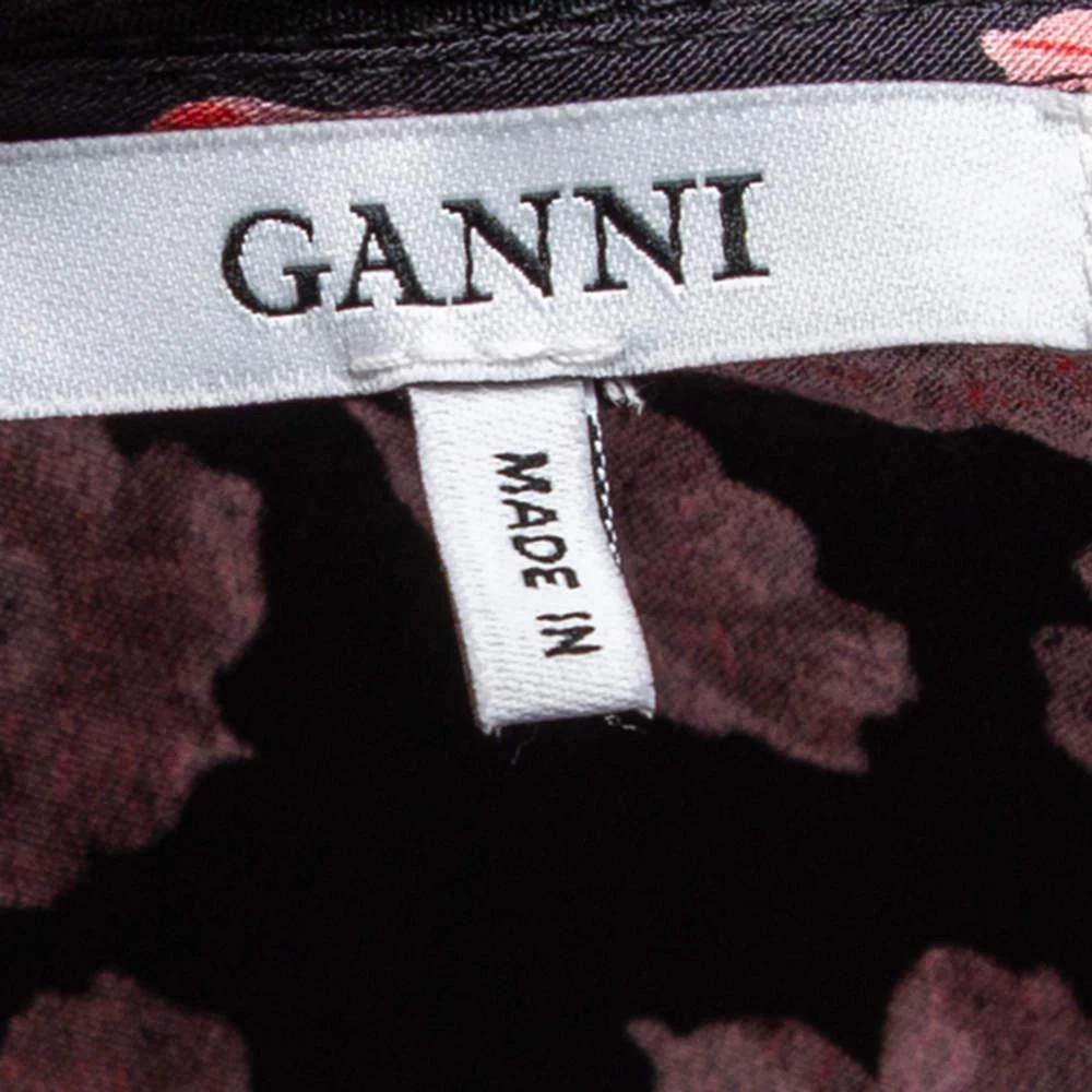 商品[二手商品] Ganni|Ganni Black Floral Printed Crepe Balloon Sleeve Detail Wrap Dress M,价格¥763,第5张图片详细描述