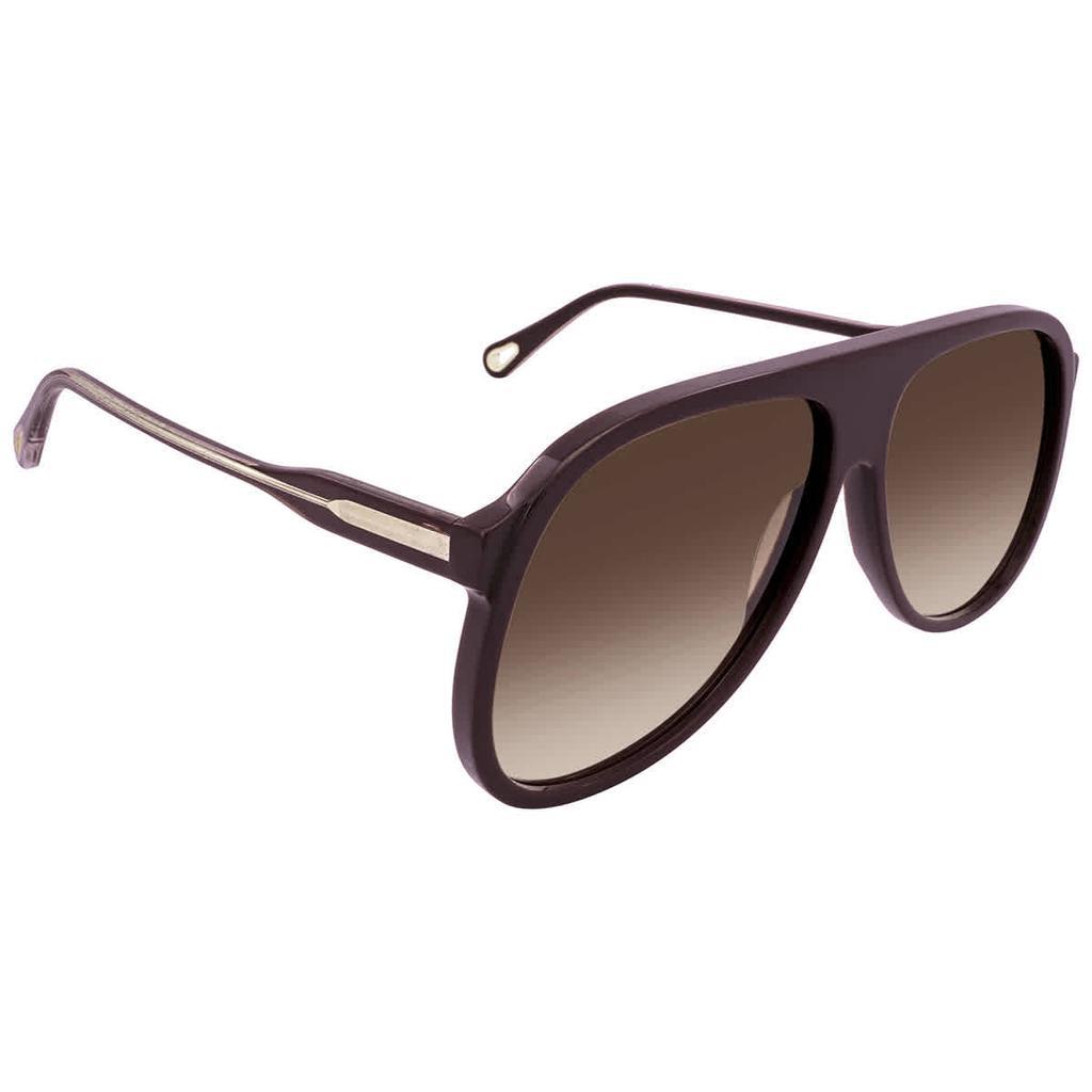 商品Chloé|Chloe Brown Gradient Aviator Ladies Sunglasses CH0128S 001 62,价格¥1351,第1张图片