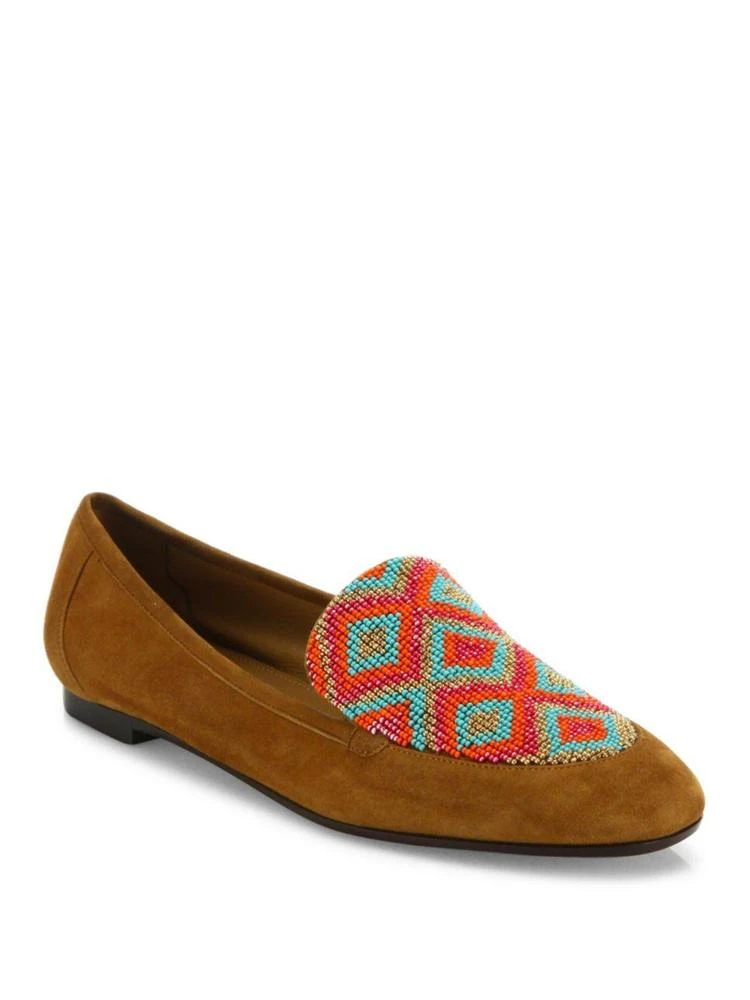 商品Aquazzura|Masai Beaded Suede Loafers,价格¥1787,第1张图片