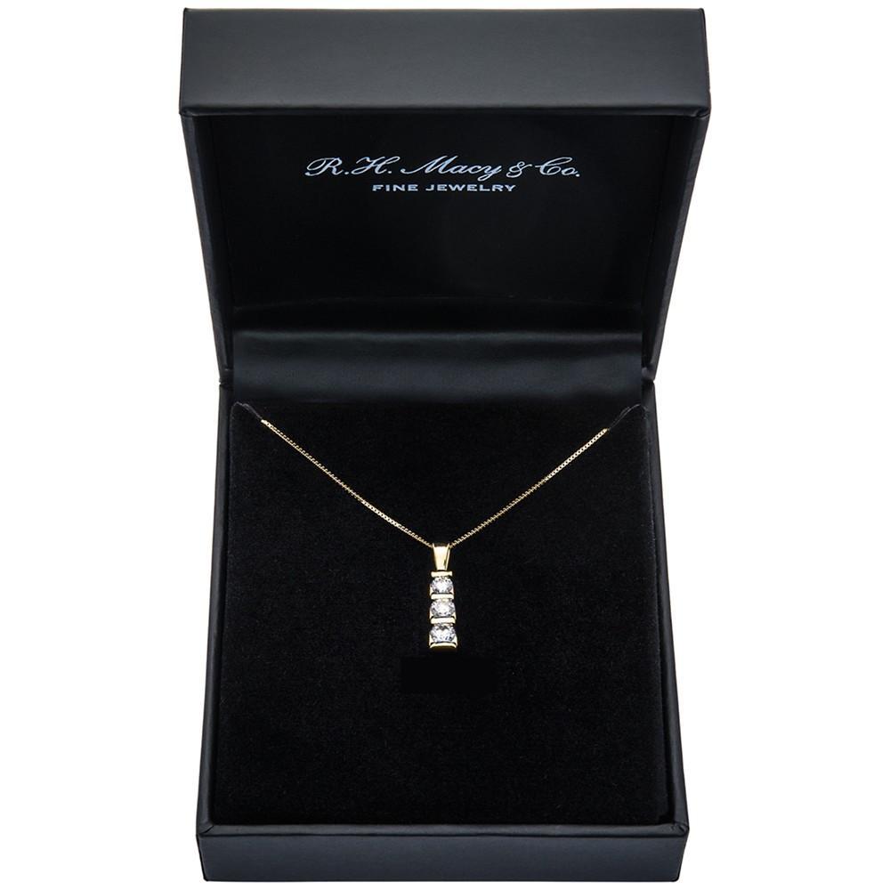 商品Macy's|Diamond Three-Stone Linear Pendant Necklace (3/4 ct. t.w.) in 14k White Gold or 14k Yellow Gold,价格¥15212,第5张图片详细描述