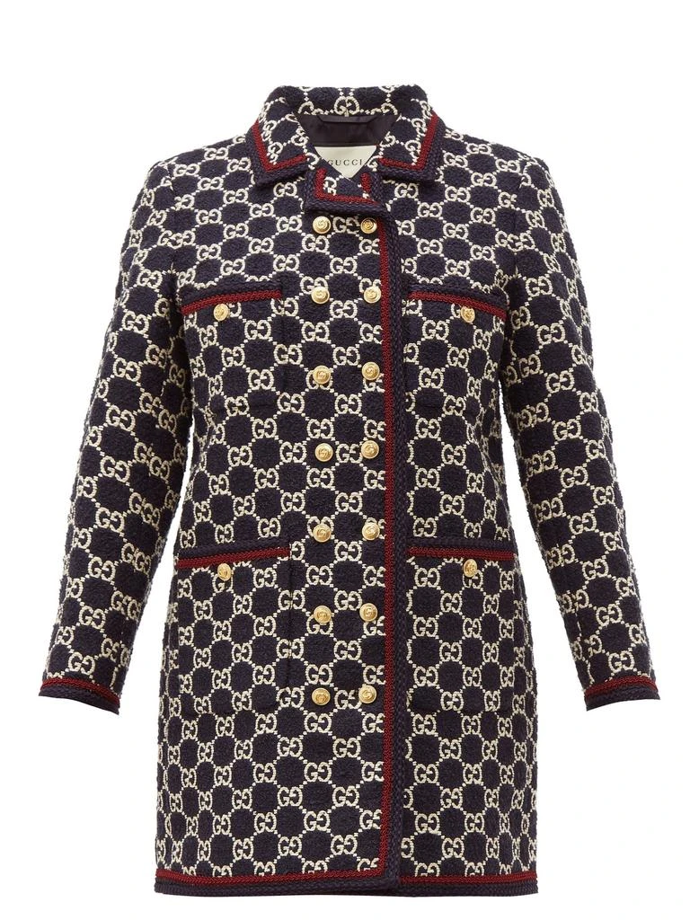 商品Gucci|GG-jacquard tweed single-breasted coat,价格¥34066,第1张图片