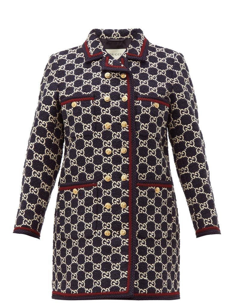 商品Gucci|GG-jacquard tweed single-breasted coat,价格¥28393,第1张图片