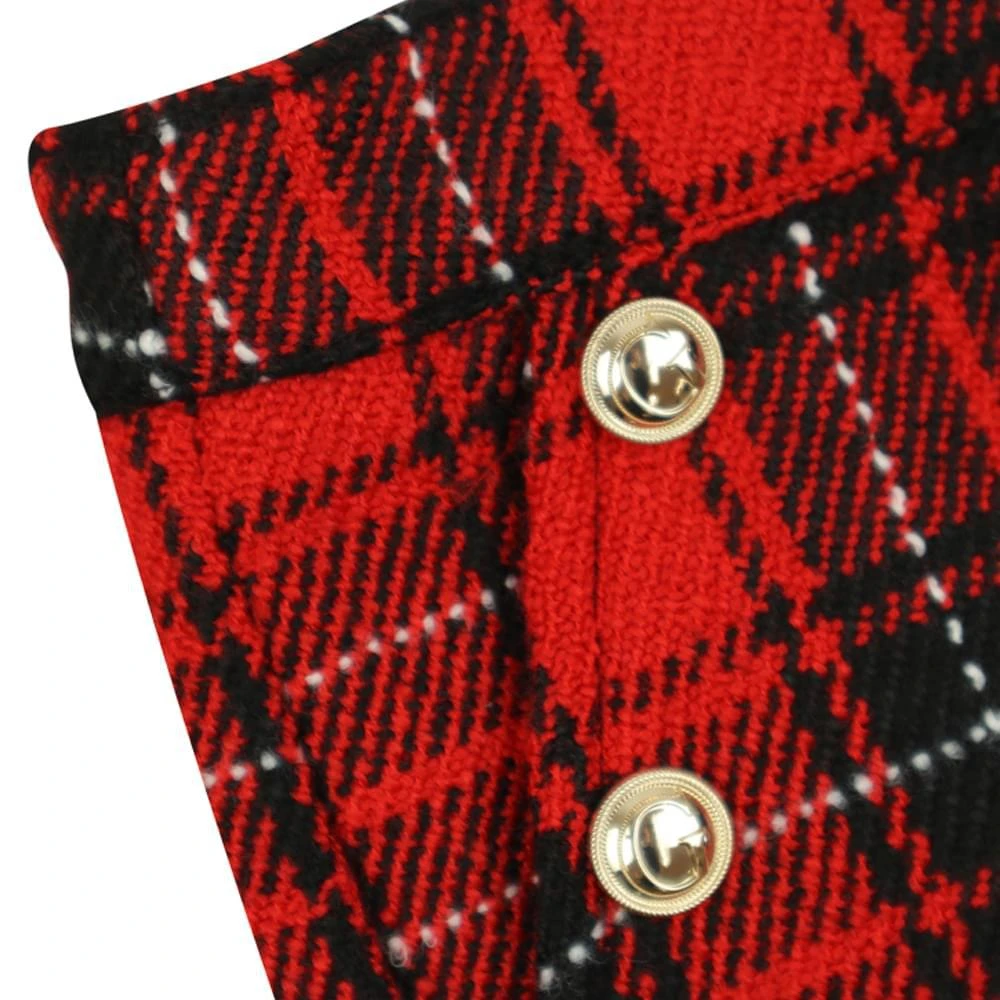 商品GUESS|Red Tartan Button Detail Shorts,价格¥161,第2张图片详细描述