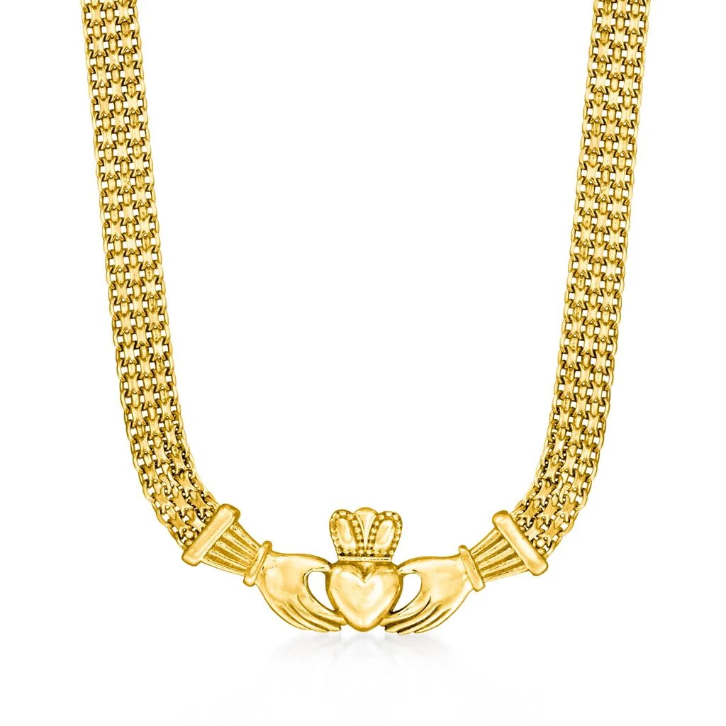 商品Ross-Simons|Ross-Simons 18kt Gold Over Sterling Bismark-Link Claddagh Necklace,价格¥887,第1张图片