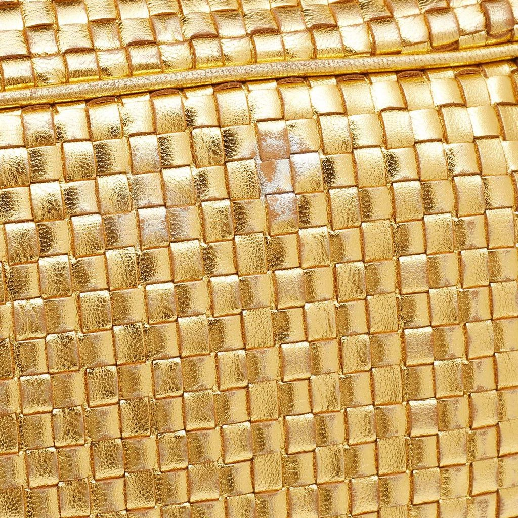 商品[二手商品] Prada|Prada Metallic Gold Woven Madras Leather Frame Satchel,价格¥2962,第5张图片详细描述