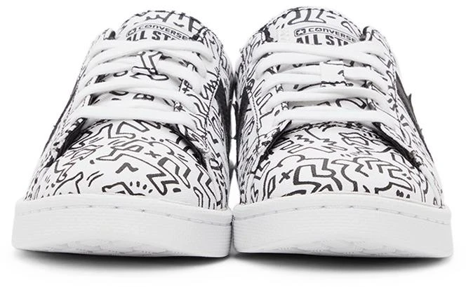 商品Converse|White & Black Keith Haring Edition Leather Pro Ox Sneakers,价格¥384,第2张图片详细描述