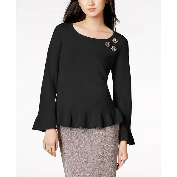 商品Charter Club|小码 Cashmere Embellished Peplum Sweater, Created for Macy's,价格¥510,第1张图片