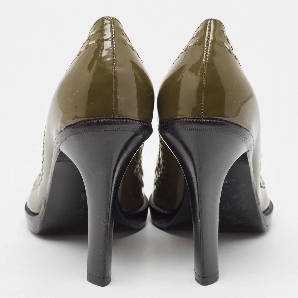 商品[二手商品] Bottega Veneta|Bottega Veneta Olive Green/Brown Patent Leather Pumps Size 38,价格¥1307,第5张图片详细描述