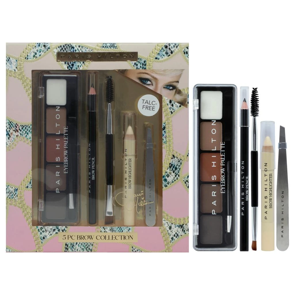 商品Paris Hilton Cosmetics|Brow Collection Set by  for Women - 5 Pc 0.20oz Eyebrow Palette, 0.04oz Brow Pencil, 0.11oz Brow Highlighter, Angled Brush and Spoolie, Tweezer,价格¥122,第1张图片