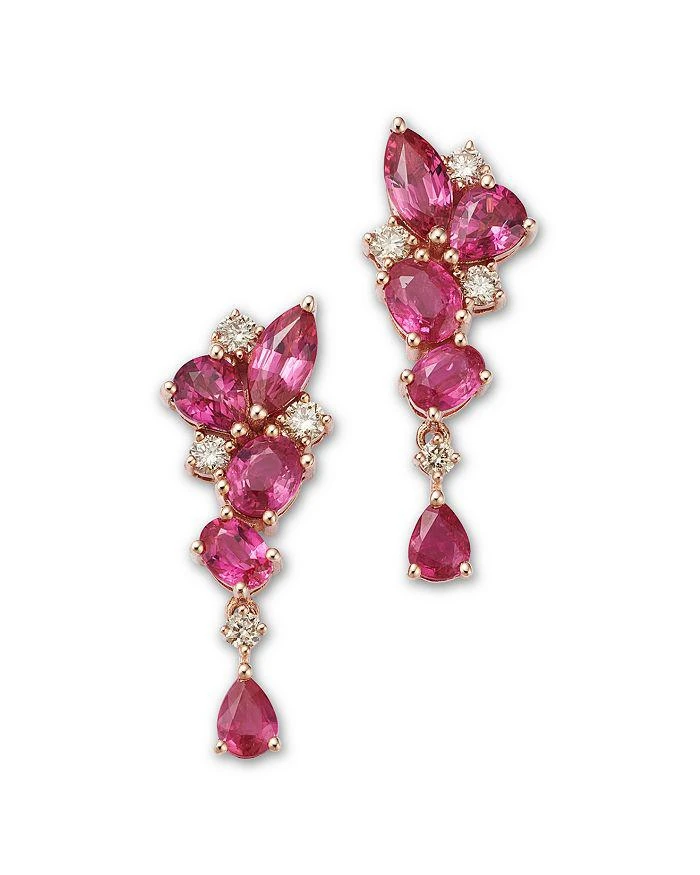 商品Bloomingdale's Fine Collection|Ruby & Diamond Drop Earrings in 14K Rose Gold,价格¥17773,第1张图片详细描述