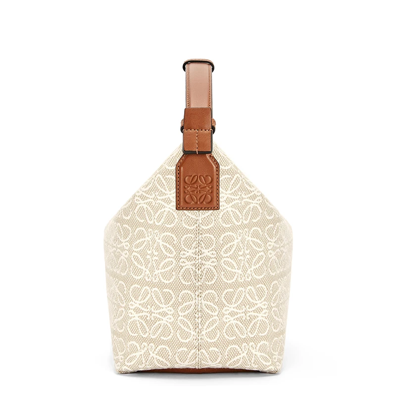 【包税】LOEWE/罗意威 2021新款 Cubi 系列 女士米色/棕褐色Anagram提花小牛皮手提包0010560829 商品