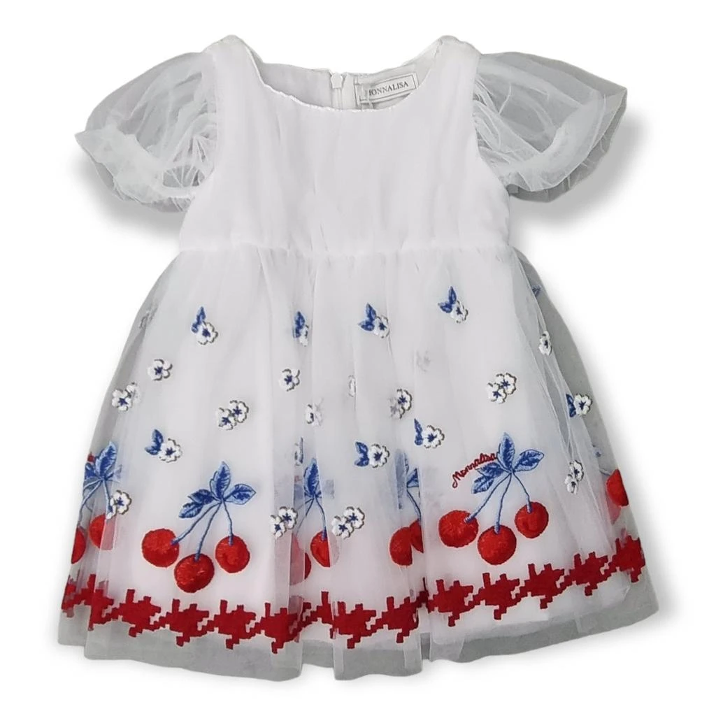 商品MONNALISA|Monnalisa Cherry-Embroidery Tulle-Overlay Crewneck Dress,价格¥3293,第1张图片